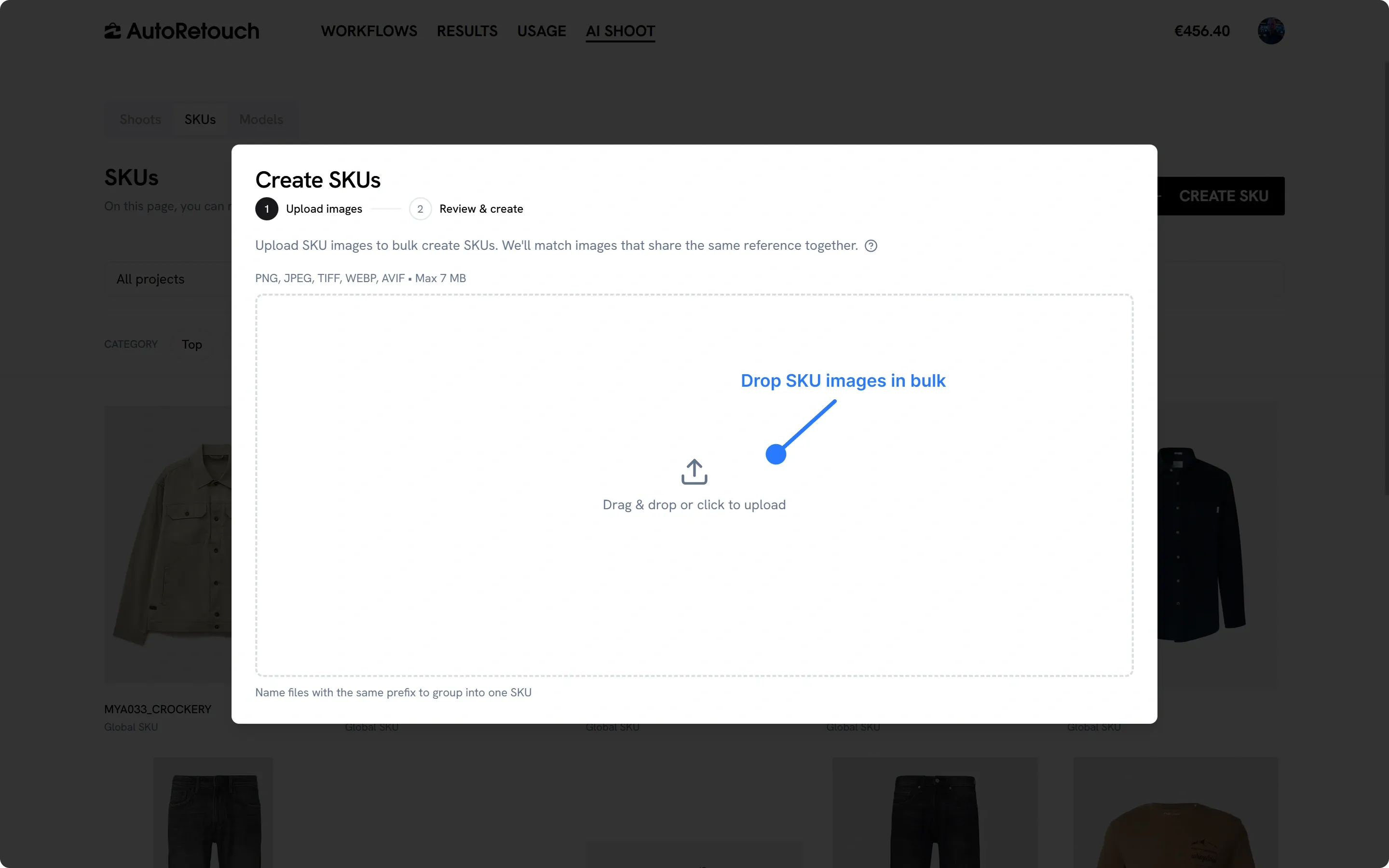 Import d'images de SKU en masse