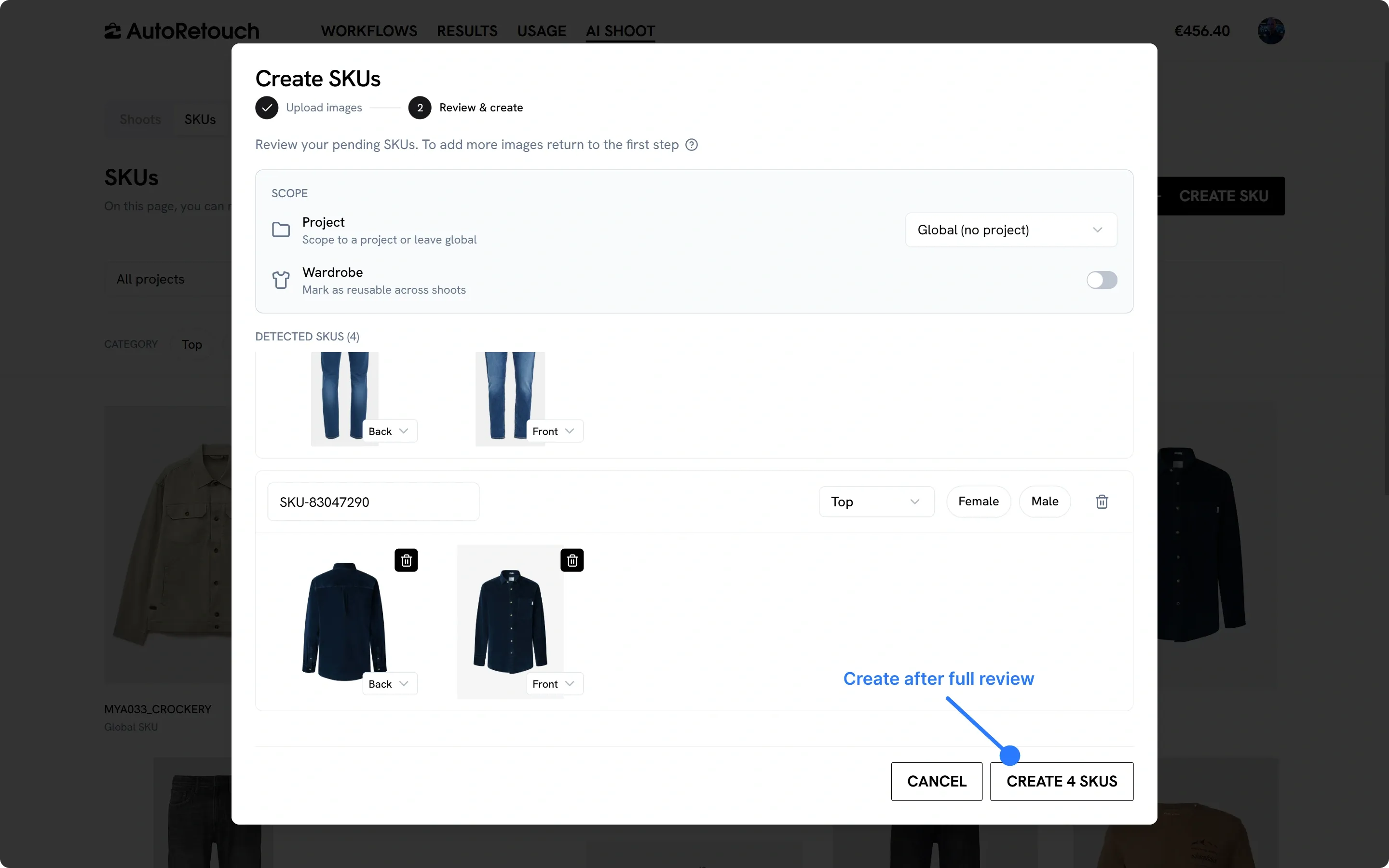 Création des SKUs vérifiés