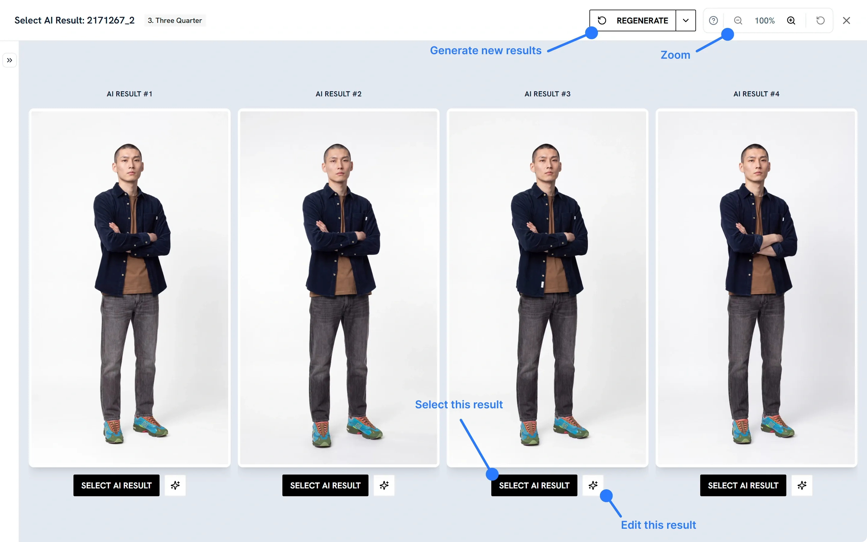 Selecting AI results