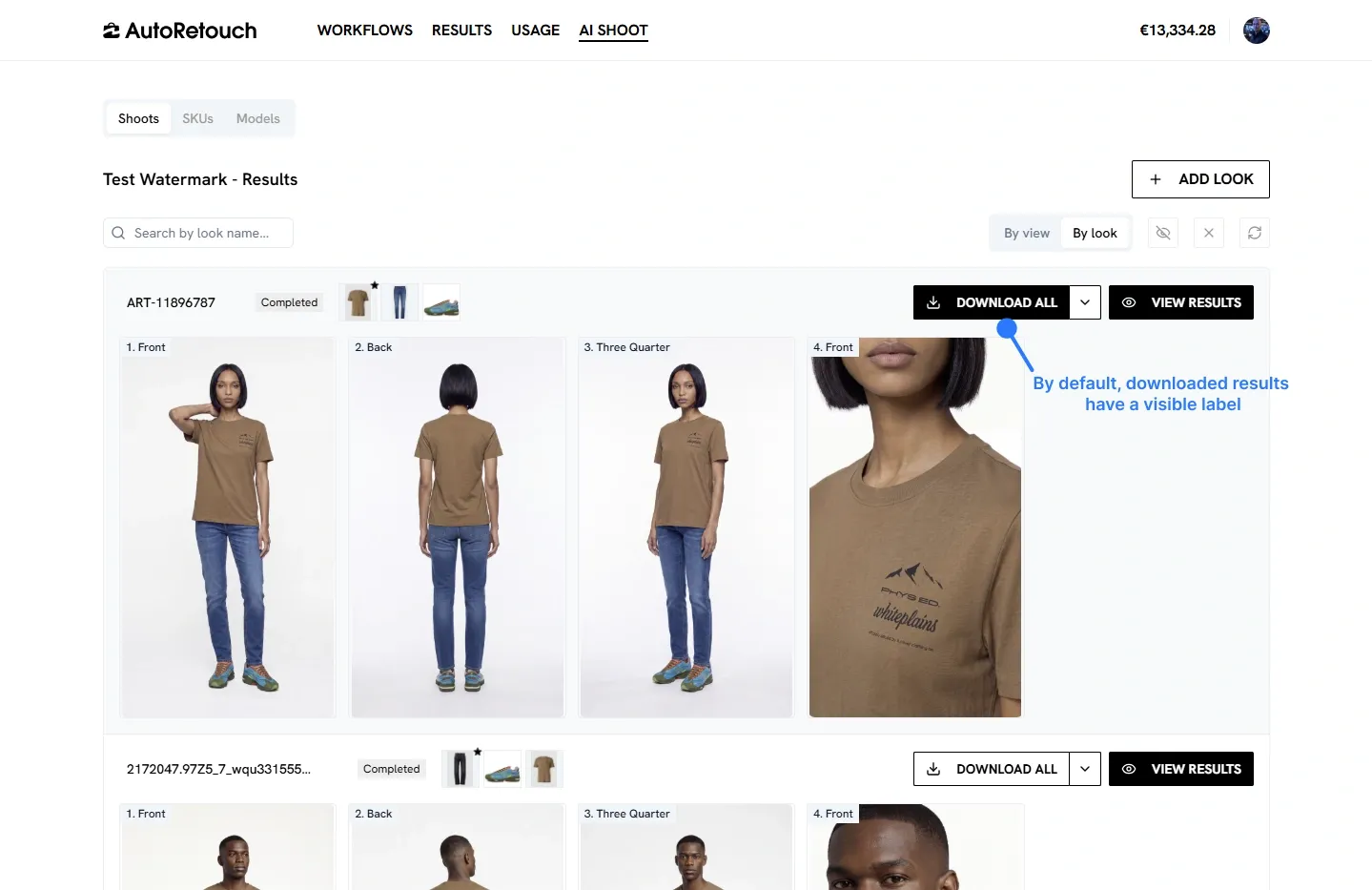 Téléchargement avec le watermark IA depuis la page de résultats