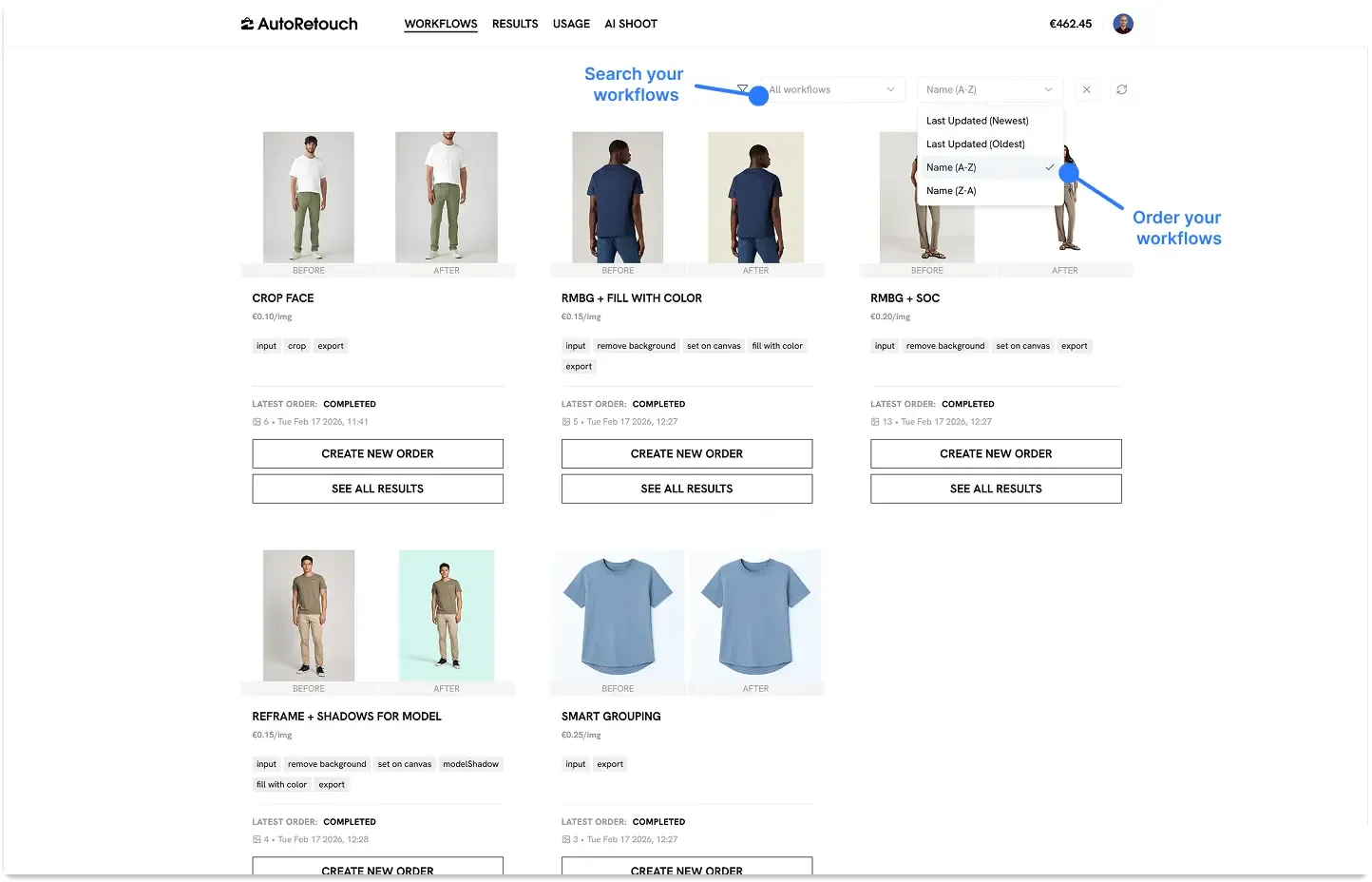 Homepage filters