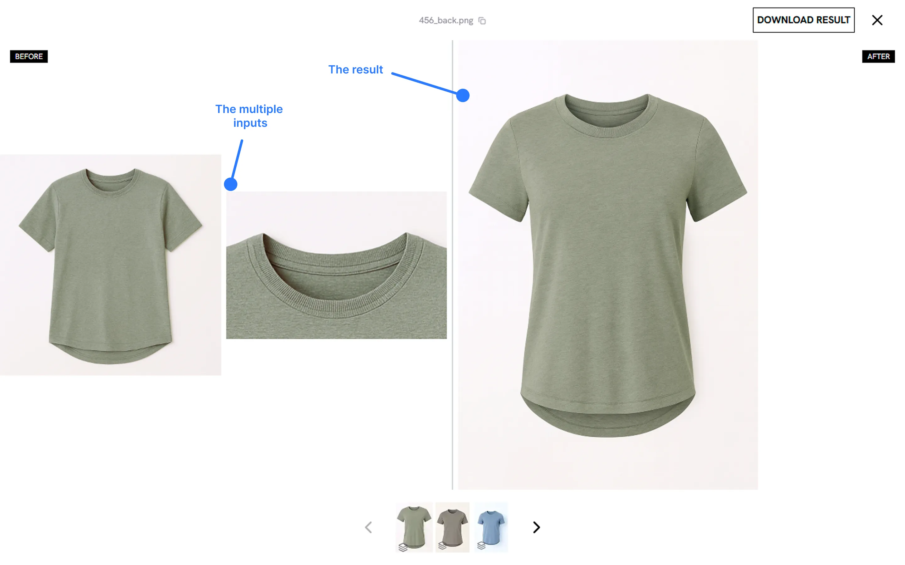 Full screen view of multi-input result