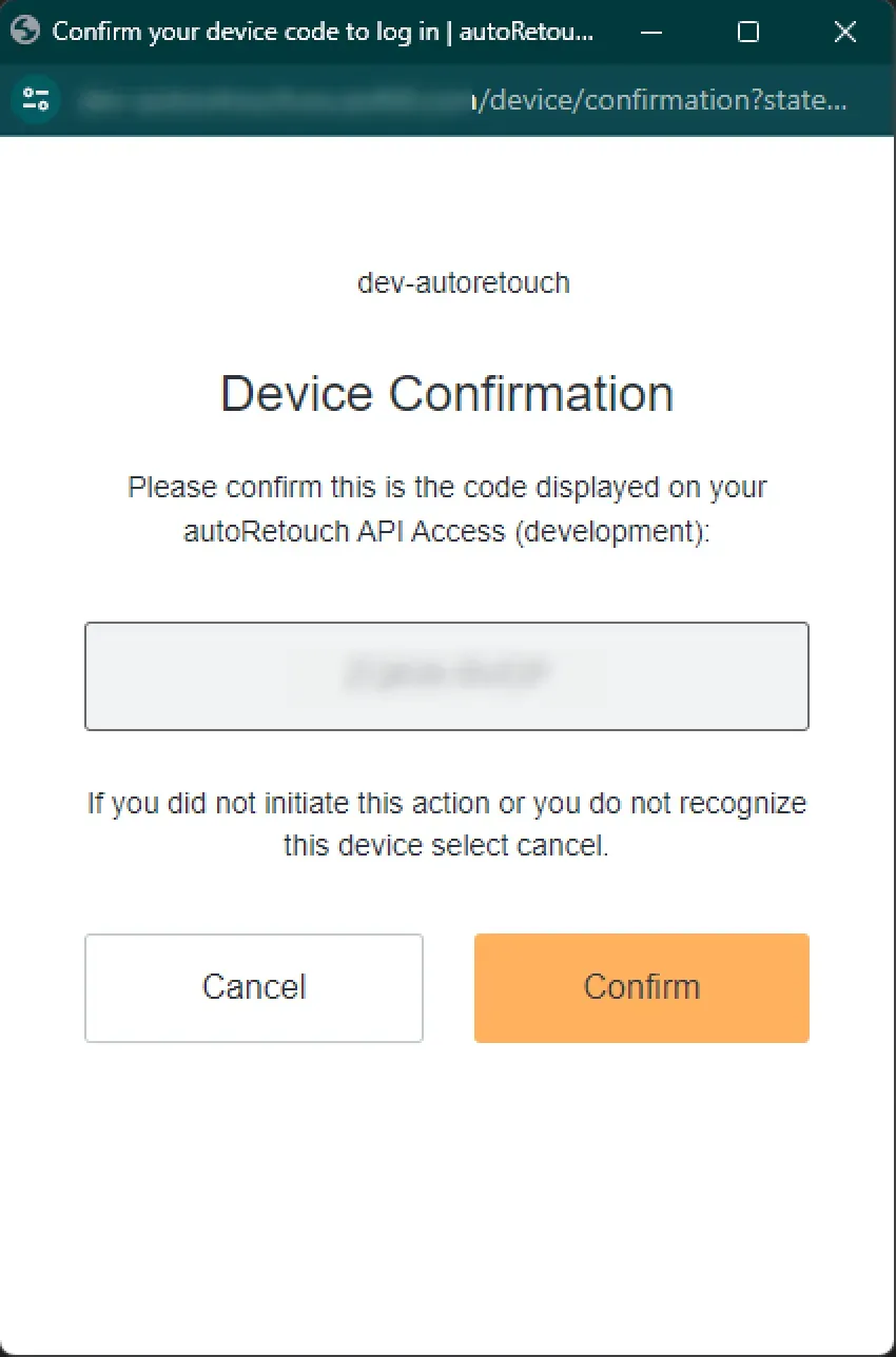 OAuth device confirmation screen