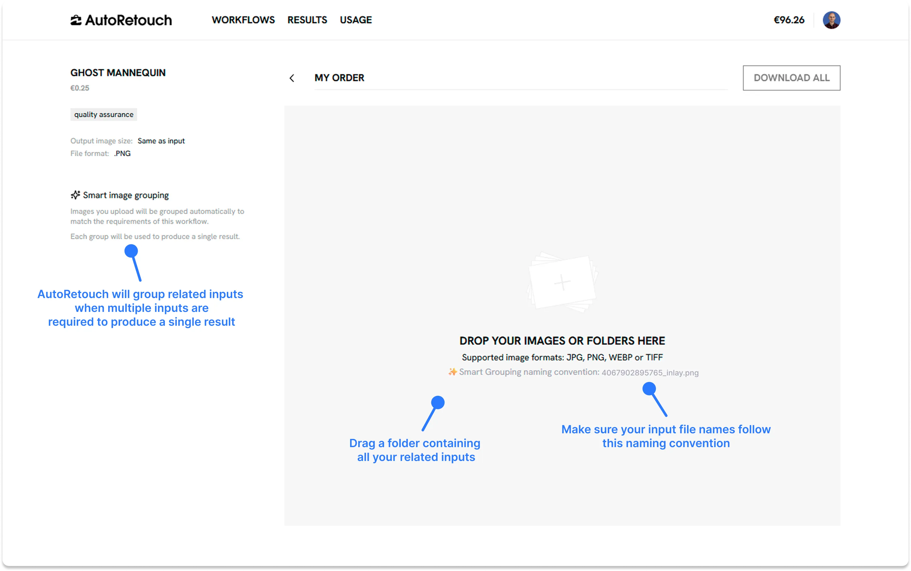 Smart grouping upload interface